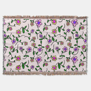 Manta Flores Coloridas, Patrón Floral, Verdor, Boho