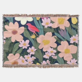 Manta Flores coloridas rosa preciosa etiqueta de regalo