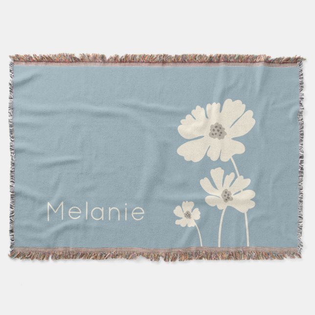 Manta Flores Cosmos Silhouettes Muro floral moderno (Anverso)