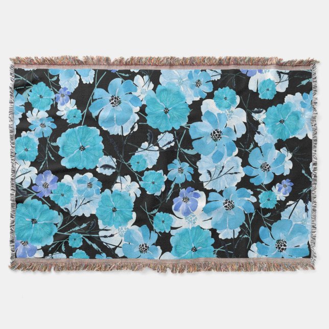 Manta Flores de acuarela: Un Tapiz Delicado (Anverso)