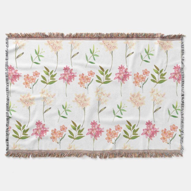 Manta Flores de algodón patrón tradicional acogedor (Anverso)