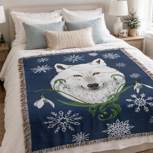 Manta Flores de campanilla del lobo ártico blanco (Subido por el creador)