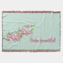 Manta Flores de cerezo Mint Green Dots Hola Hermoso!