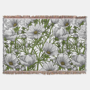 Manta Flores de cosmos blancos