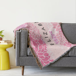 Manta Flores De Dahlia Rosa, Patrón De Flores, Tu Nombre