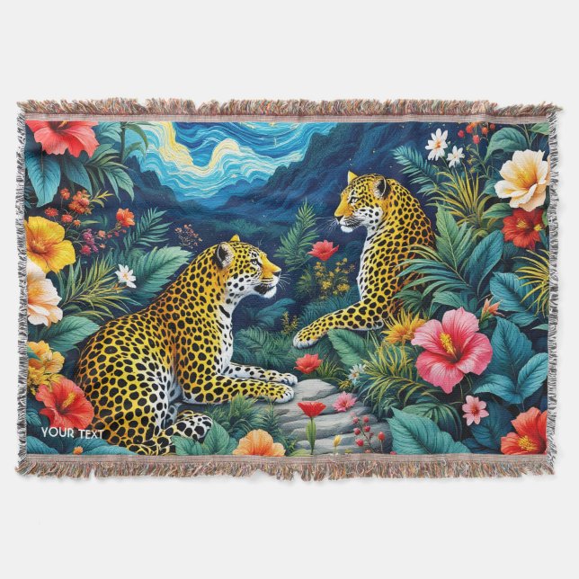 Manta Flores de Fantasía Cute Grandes Gatos (Anverso)