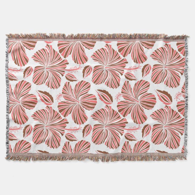 Manta Flores de hibisco hawaiano: estilo tropical marrón (Anverso)