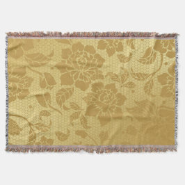 Manta Flores de Honeycomb dorado Floral Elegante