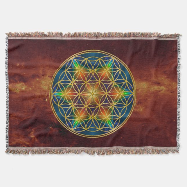 Manta FLORES DE LA VIDA - Florecimiento fractal 1 (Anverso)