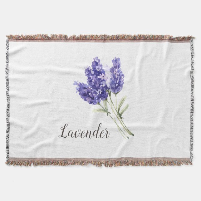 Manta Flores de lavanda acuarela (Anverso)