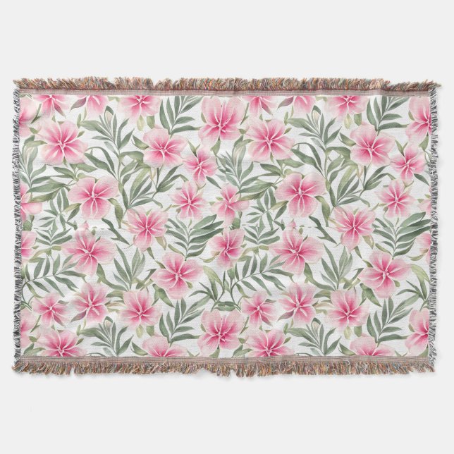Manta Flores de Oleander de patrón floral (Anverso)