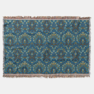 Manta Flores de Otoño Azules Turquesa Vintage de William