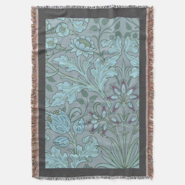 Manta Flores Decorativas de Azul Pastel (Frente vertical)