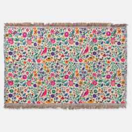 Manta Flores folclóricas coloridas \ aves