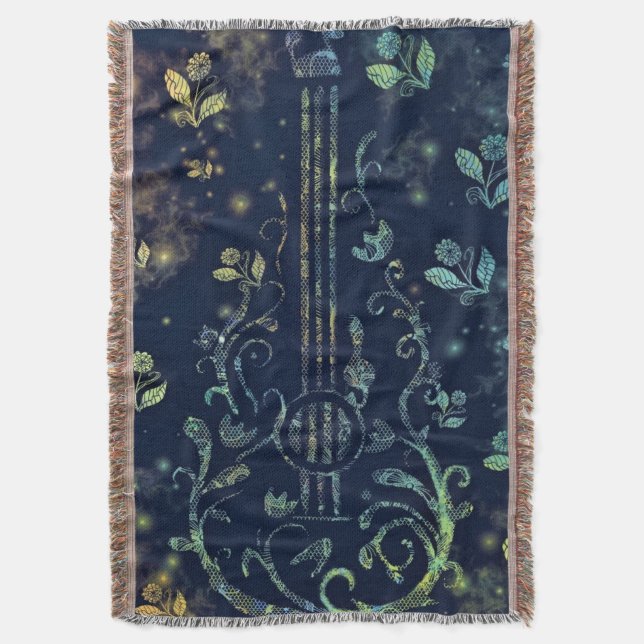 Manta Flores Guitar Throw Blanket (Frente vertical)