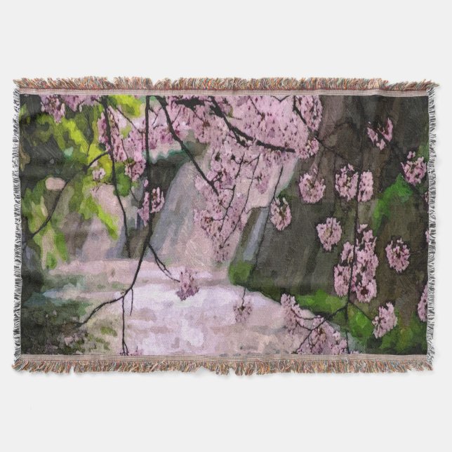 Manta Flores Púrpura Rosadas En Un Parque (Anverso)