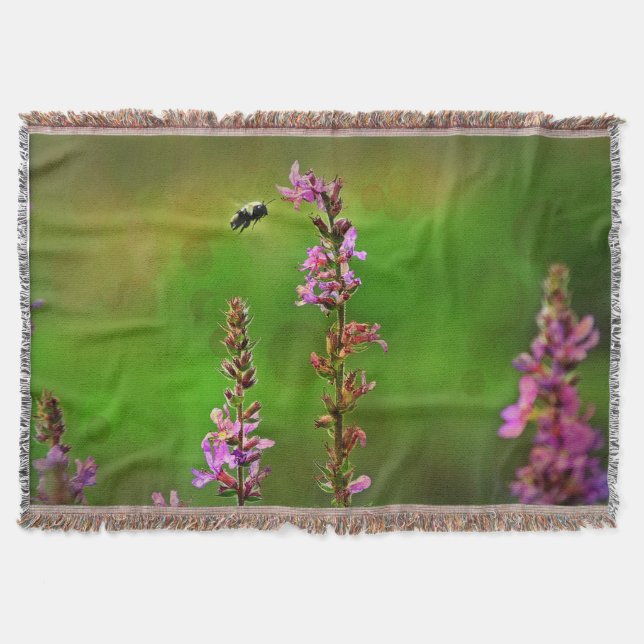 Manta Flores Rosa N Burbujas De Abeja Tirar Una Masa (Anverso)