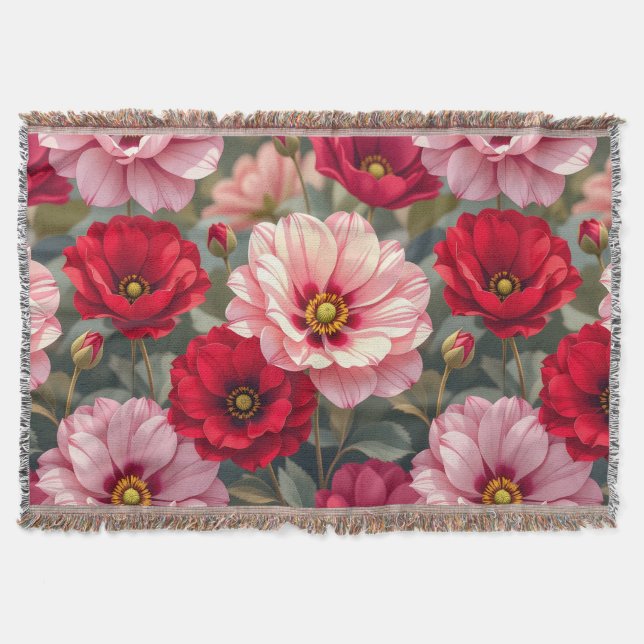 Manta Flores rosadas, rojas y malva (Anverso)