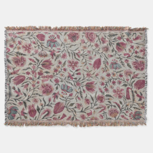 Manta Flores rosas Chintz Boho Cottagecore