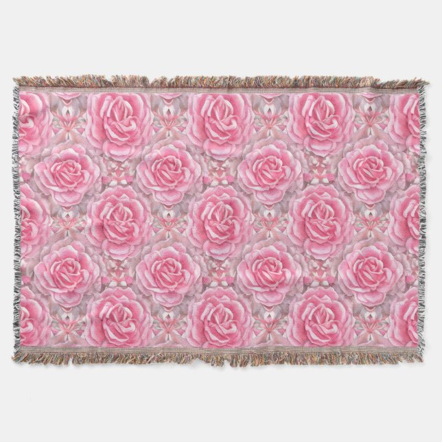 Manta Flores Rosas de patrón floral (Anverso)