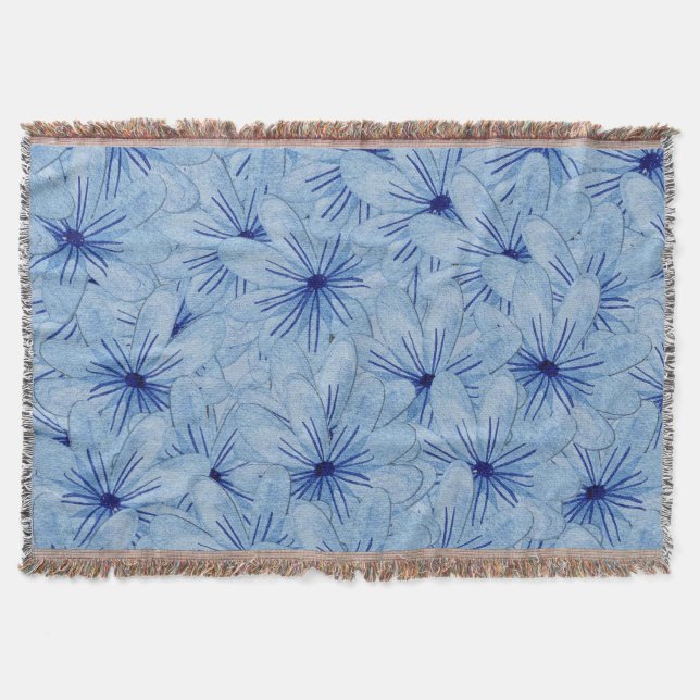 Manta Flores salvajes azul acuarela Bouquet (Anverso)