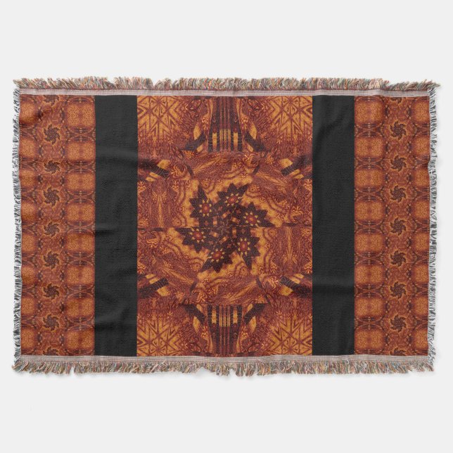 Manta Flores salvajes de oro y negro 15 (Anverso)