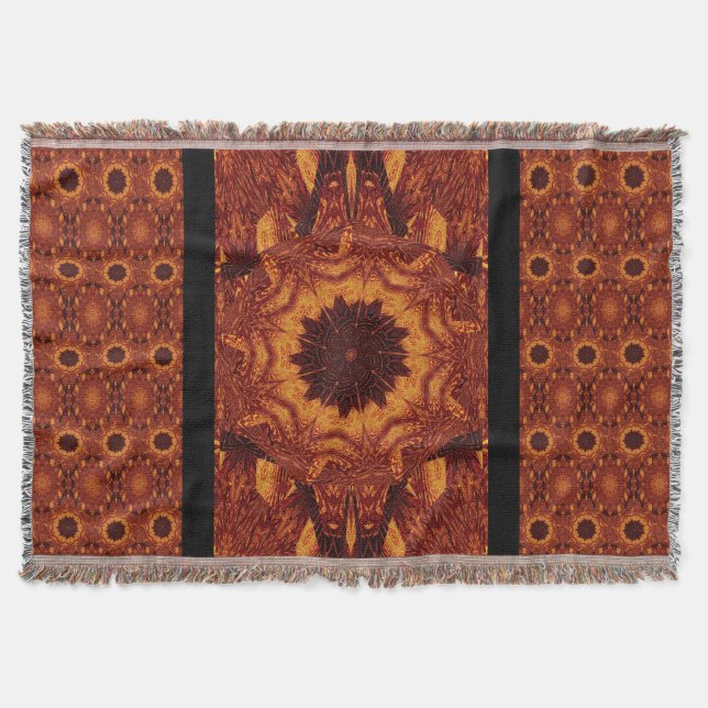 Manta Flores salvajes de oro y negro 2 (Anverso)