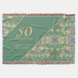 Manta Flores silvestres 50 años de Boda Throw Blanket