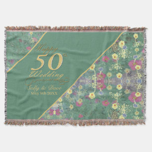 Manta Flores silvestres 50 años de Boda Throw Blanket