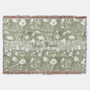 Manta Flores silvestres bohemios salvia verde personaliz