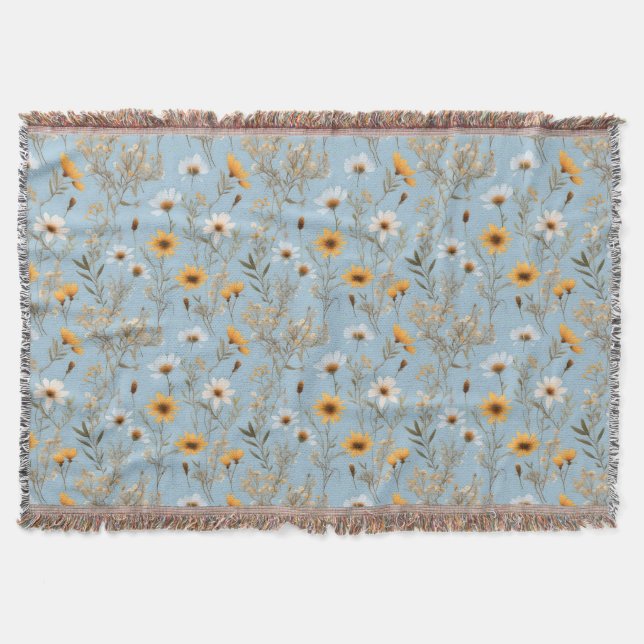 Manta Flores Silvestres Delicadas Australianas Sobre Azu (Anverso)