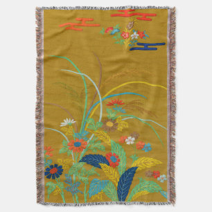 Manta Flores silvestres florales japonesas vintage G.A. 