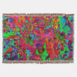 Manta Flores silvestres rojas y verdes psicodélicas Groo