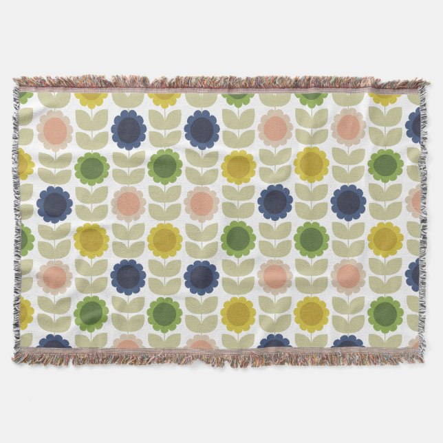 Manta Flores Tallo Verano Retro Groovy (Anverso)