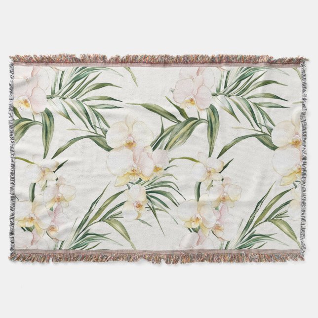 Manta Flores tropicales de orquídeas blancas (Anverso)