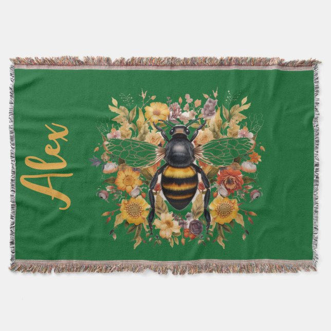 Manta Flores y abejas personalizadas - (Anverso)