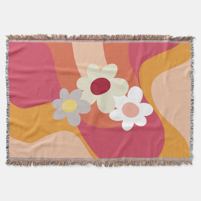 Manta Flores y olas de estilo retro (Anverso)