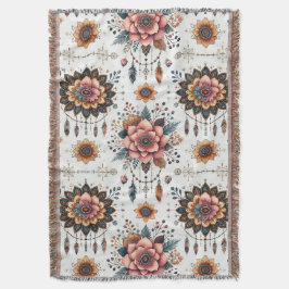 Manta Flores y plumas