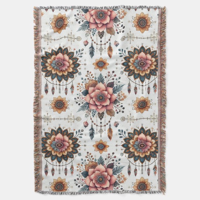 Manta Flores y plumas (Frente vertical)