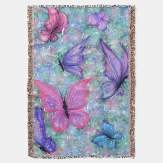 Manta Flyin Butterflies Throw Blanket (Frente vertical)
