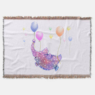 Manta Flying Elephant Funny Throw Blanket
