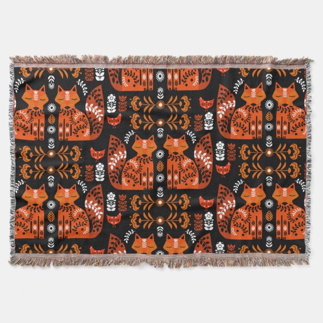 Manta Folk Art Fox Y Hen (Anverso)