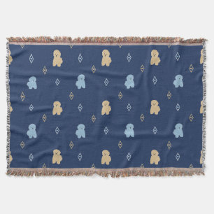 Manta Fondo azul del patrón de Dog Lhasa Apso