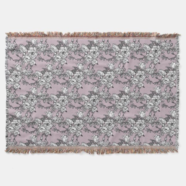 Manta fondo de lavanda de rosas blancas (Anverso)