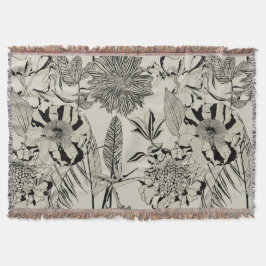 Manta Fondo de patrón con palmeras alineadas, flores.