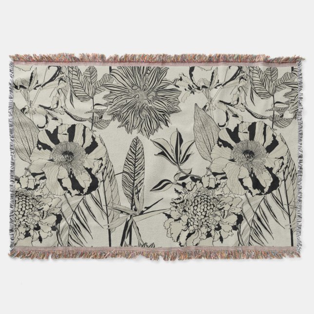 Manta Fondo de patrón con palmeras alineadas, flores. (Anverso)