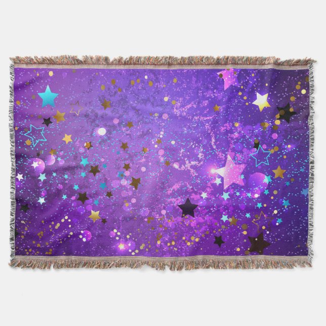 Manta Fondo de Relieve metalizado púrpura con estrellas (Anverso)