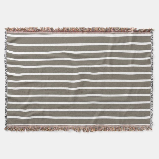 Manta For Modern Comfort – Taupe & White Striped  (Anverso)