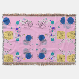 Manta Formas Botánicas Abstractas Florales Boho Rosa Mod