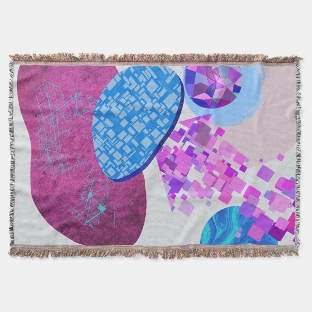 Manta Formas Púrpura Y Modernas Cianas (Anverso)